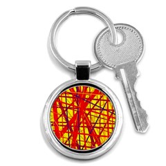 Yellow And Orange Pattern Key Chains (round) 