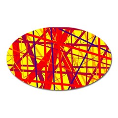 Yellow And Orange Pattern Oval Magnet