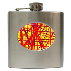 Yellow And Orange Pattern Hip Flask (6 Oz) by Valentinaart