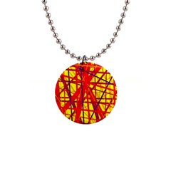 Yellow And Orange Pattern Button Necklaces