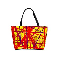 Yellow And Orange Pattern Shoulder Handbags by Valentinaart