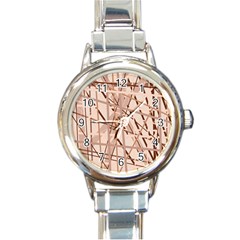 Brown Pattern Round Italian Charm Watch by Valentinaart