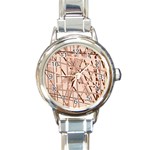 Brown pattern Round Italian Charm Watch Front