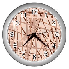 Brown Pattern Wall Clocks (silver)  by Valentinaart