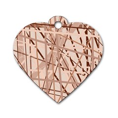 Brown Pattern Dog Tag Heart (one Side) by Valentinaart