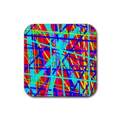 Colorful Pattern Rubber Coaster (square)  by Valentinaart