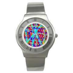 Colorful Pattern Stainless Steel Watch by Valentinaart