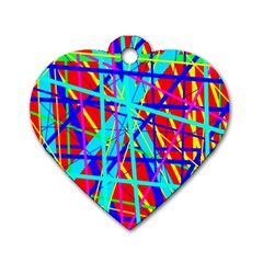 Colorful Pattern Dog Tag Heart (one Side) by Valentinaart