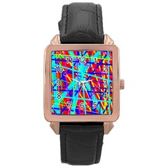 Colorful Pattern Rose Gold Leather Watch  by Valentinaart