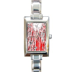 Red, Black And White Pattern Rectangle Italian Charm Watch by Valentinaart