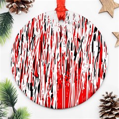 Red, Black And White Pattern Ornament (round)  by Valentinaart