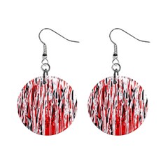 Red, Black And White Pattern Mini Button Earrings