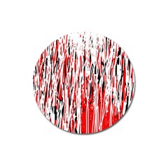 Red, Black And White Pattern Magnet 3  (round) by Valentinaart