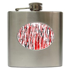 Red, Black And White Pattern Hip Flask (6 Oz) by Valentinaart