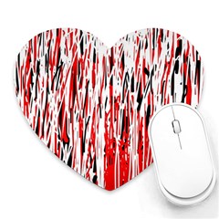 Red, Black And White Pattern Heart Mousepads by Valentinaart