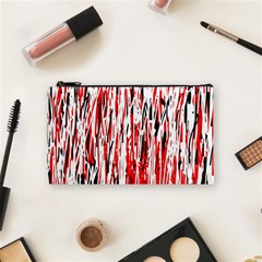 Red, Black And White Pattern Cosmetic Bag (small)  by Valentinaart