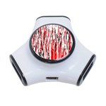 Red, black and white pattern 3-Port USB Hub Front