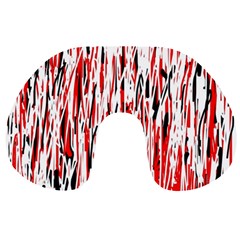 Red, Black And White Pattern Travel Neck Pillows by Valentinaart