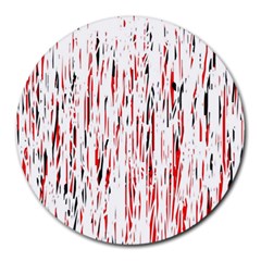 Red, Black And White Pattern Round Mousepads by Valentinaart