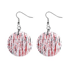 Red, Black And White Pattern Mini Button Earrings