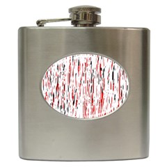 Red, Black And White Pattern Hip Flask (6 Oz) by Valentinaart