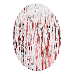 Red, Black And White Pattern Oval Ornament (two Sides)