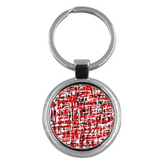 Red, white and black pattern Key Chains (Round) 