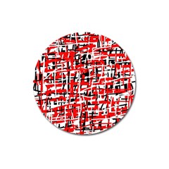 Red, White And Black Pattern Magnet 3  (round) by Valentinaart