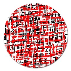 Red, white and black pattern Magnet 5  (Round)