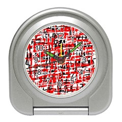 Red, white and black pattern Travel Alarm Clocks