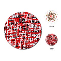 Red, white and black pattern Playing Cards (Round) 