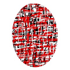 Red, White And Black Pattern Oval Ornament (two Sides)