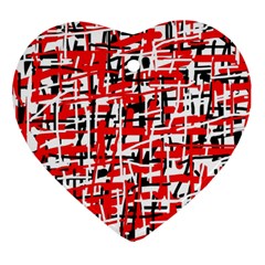 Red, white and black pattern Heart Ornament (2 Sides)