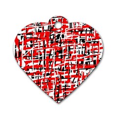 Red, white and black pattern Dog Tag Heart (One Side)