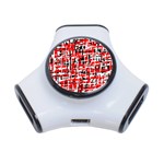 Red, white and black pattern 3-Port USB Hub Front