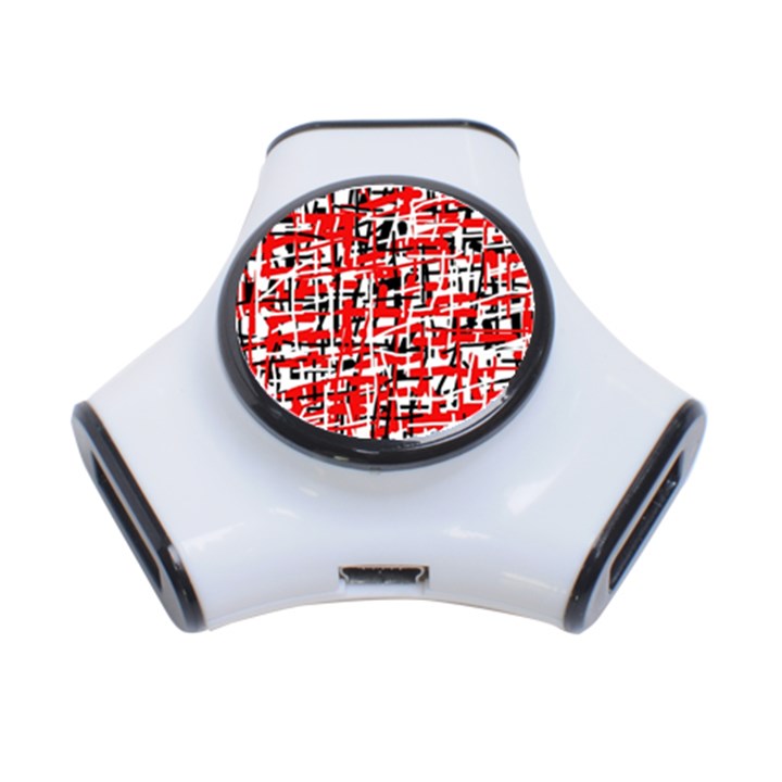 Red, white and black pattern 3-Port USB Hub