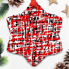 Red, white and black pattern Snowflake Ornament (2-Side)