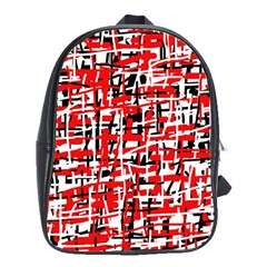 Red, white and black pattern School Bags (XL) 