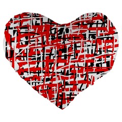 Red, white and black pattern Large 19  Premium Flano Heart Shape Cushions