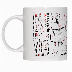 Red, White And Black Pattern White Mugs by Valentinaart