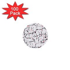 Red, White And Black Pattern 1  Mini Buttons (100 Pack)  by Valentinaart