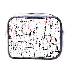 Red, White And Black Pattern Mini Toiletries Bags by Valentinaart