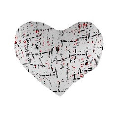 Red, White And Black Pattern Standard 16  Premium Heart Shape Cushions by Valentinaart