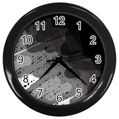 Black And Gray Pattern Wall Clocks (black) by Valentinaart