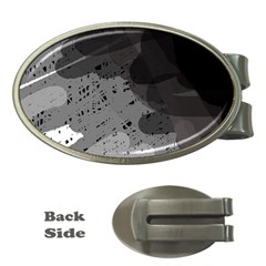 Black And Gray Pattern Money Clips (oval)  by Valentinaart