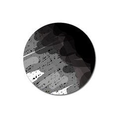 Black And Gray Pattern Magnet 3  (round) by Valentinaart