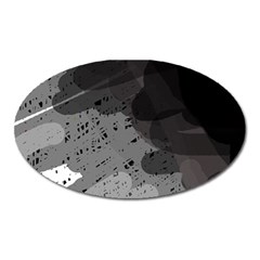 Black And Gray Pattern Oval Magnet by Valentinaart