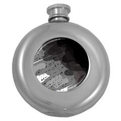 Black And Gray Pattern Round Hip Flask (5 Oz) by Valentinaart