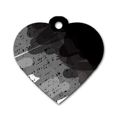 Black And Gray Pattern Dog Tag Heart (two Sides) by Valentinaart