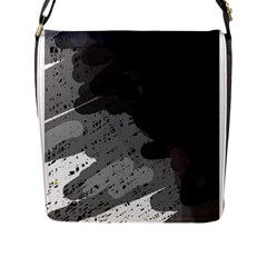 Black And Gray Pattern Flap Messenger Bag (l)  by Valentinaart